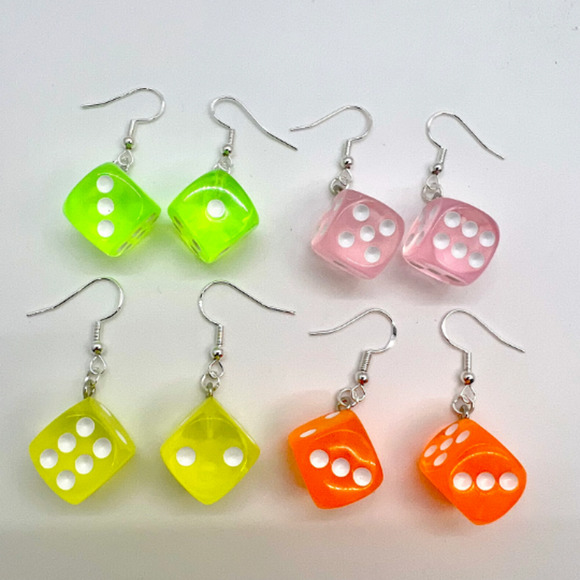 Dice Earrings - Retro Toy Earrings - Las Vegas Earrings - Party Earrings - Picture 1 of 10